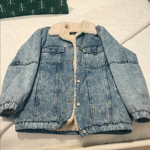 Denim Jacket with Faux Shearling Lining